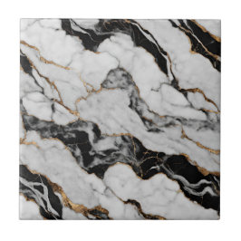Azulejo Mármol Falso Dorado Negro Blanco Moderno
