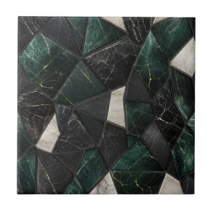 Azulejo Mármol Geométrico de Esmeralda de Lujo y Carbón Ne