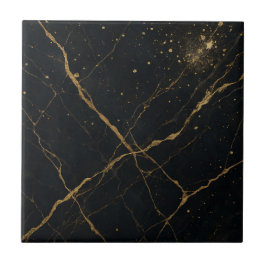 Azulejo Mármol Medianoche Dorado Negro y Oro