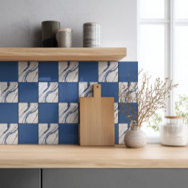Azulejo Mármol minimalista blanco y azul moderno