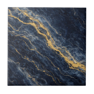 Azulejo Mármol Natural Azul Marineroy Dorado – Lujo