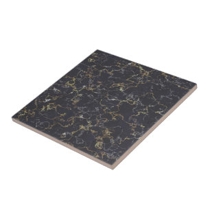 Azulejo Mármol negro con venas doradas