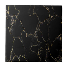 Azulejo Mármol negro con vetas finas de oro