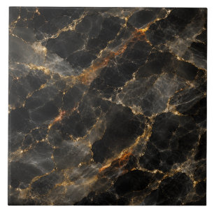 Azulejo Mármol Negro de Lujo con Venas de Oro Piedra Abstr
