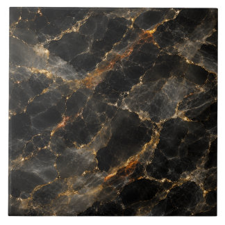 Azulejo Mármol Negro de Lujo con Venas de Oro Piedra Abstr