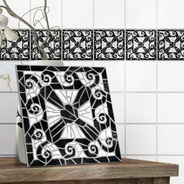 Azulejo Mármol negro de mosaico roto griego