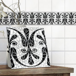 Azulejo Mármol negro de mosaico roto griego