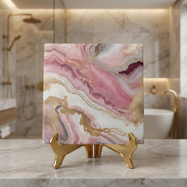 Azulejo Mármol Rosa Dorado y Ágata Blanco Elegante