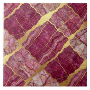Azulejo Mármol Rosa Malva y Dorado