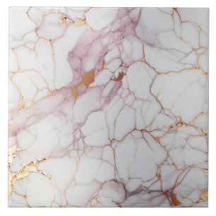 Azulejo Mármol rosa y blanco agrietado con dorado