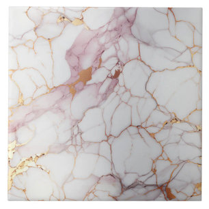 Azulejo Mármol rosa y blanco agrietado con dorado