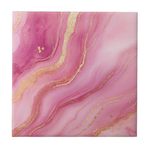 Azulejo Mármol rosa y dorado elegante