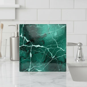 Azulejo Mármol Tonos de Joyas Abstracto Verde Esmeralda ID
