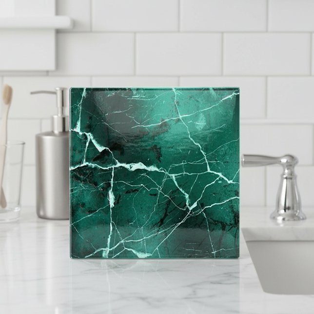 Azulejo Mármol Tonos de Joyas Abstracto Verde Esmeralda ID (Subido por el creador)
