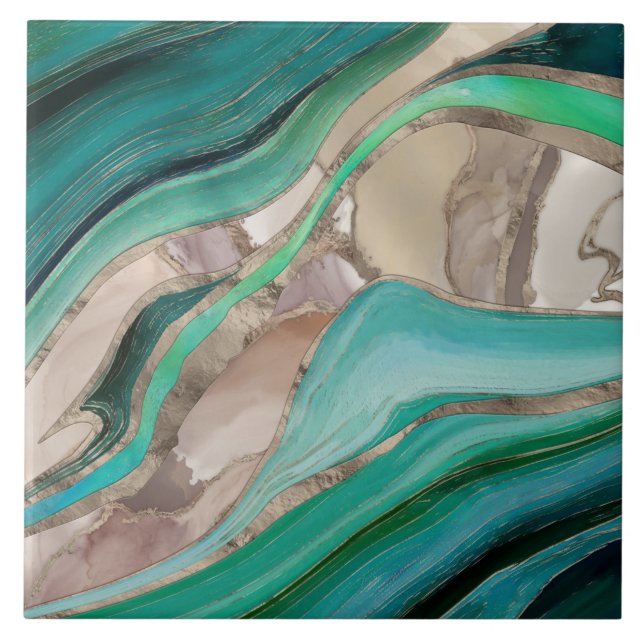 Azulejo Mármol verde esmeralda y taupe (Frente)