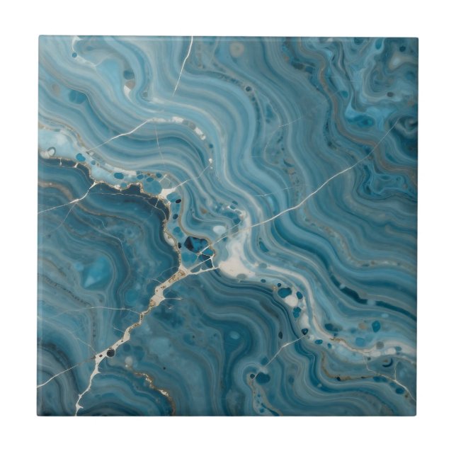 Azulejo Mármol Veta de Oro Ágata Azul (Frente)
