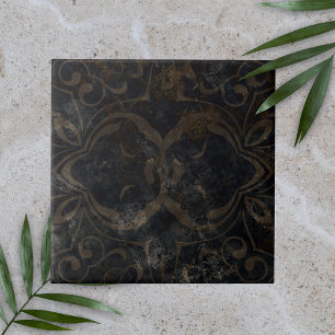 Azulejo Mármol vintage negro desconchado blanqueado