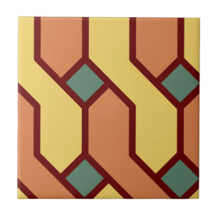 Azulejo Maroon Borderline Resumen, pequeño (4,25" x 4,25")