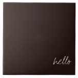 Azulejo Marrón chocolate negro personalizado<br><div class="desc">Marrón chocolate oscuro con personalizable blanco.</div>