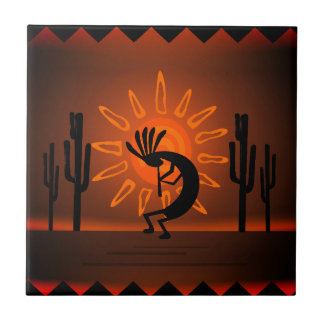 Azulejo Marrón de sol del desierto de Kokopelli del suroes