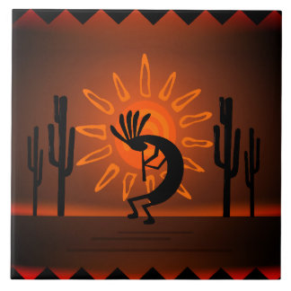 Azulejo Marrón de sol del desierto de Kokopelli del suroes