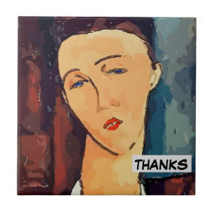 Azulejo Marrón mujer Resumen mosaico, añada texto mosaico