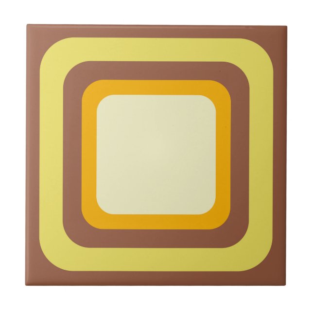 Azulejo Marrón Retro Amarillo Naranja Beige (Frente)