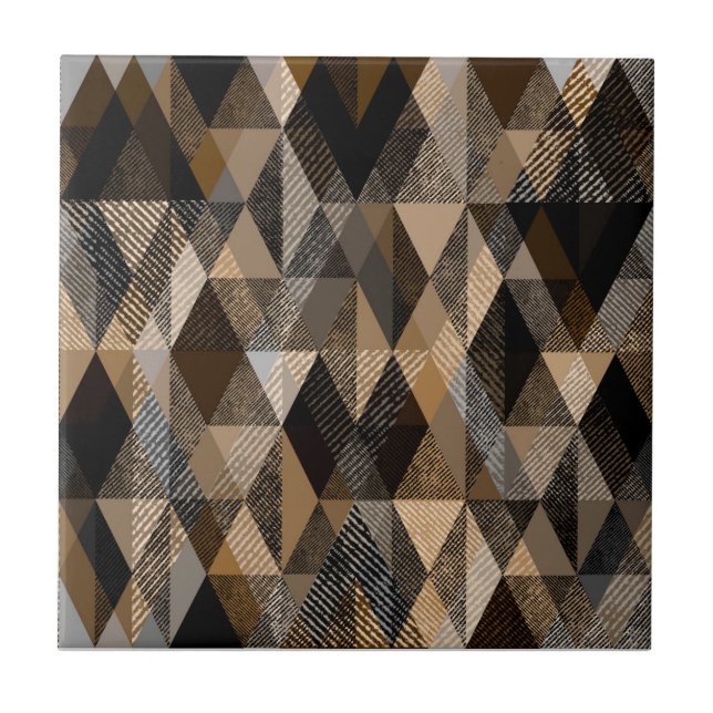 Azulejo Marrón rombólico texturizado con beige (Frente)