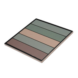 Azulejo Marrón Verde Con Rayas Negras En Papel Acuarela