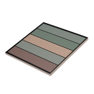 Azulejo Marrón Verde Con Rayas Negras En Papel Acuarela