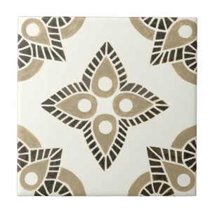 azulejo marrón y geométrico de cerámica