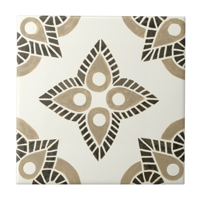 azulejo marrón y geométrico de cerámica (Frente)