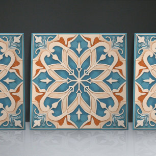 Azulejo Marroquí Floral Relieve Falso Acento de De