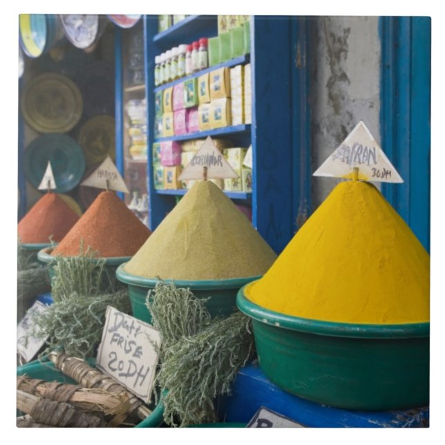 Azulejo MARRUECOS, Costa Atlántica, ESSAOUIRA: Mercado de  (Frente)