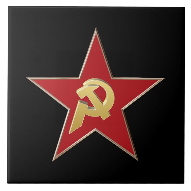 Azulejo Martillo y hoz en la estrella roja (Frente)