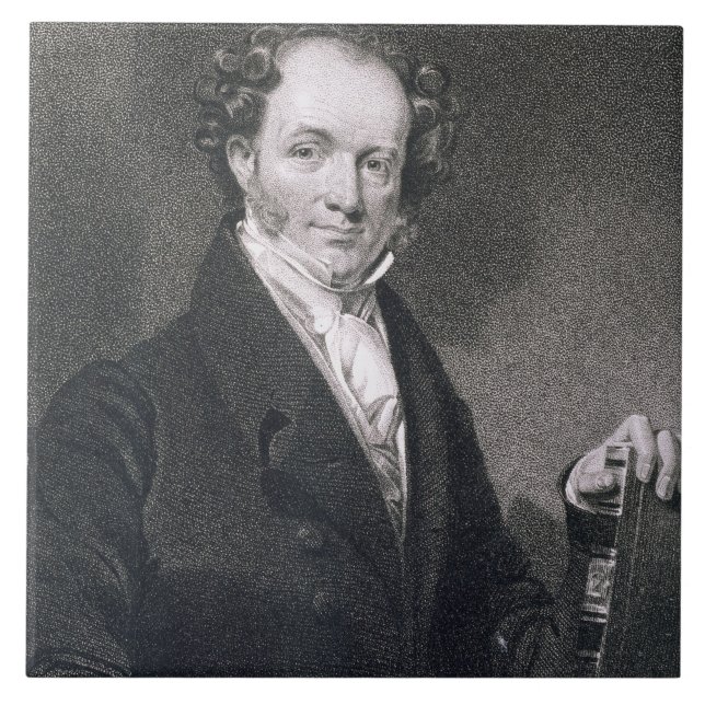 Azulejo Martin Van Buren, grabado por E. Wellmore (engravi (Frente)