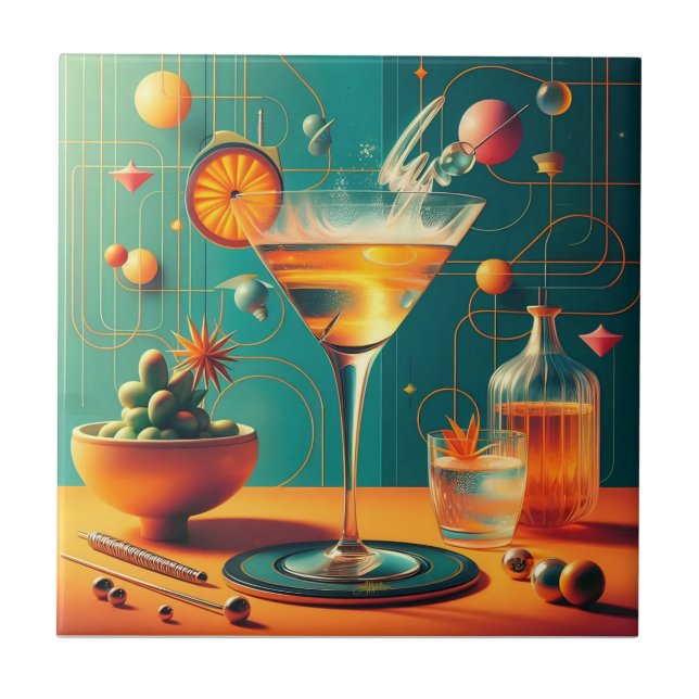Azulejo Martini Cósmico Futurista Atómico (Frente)