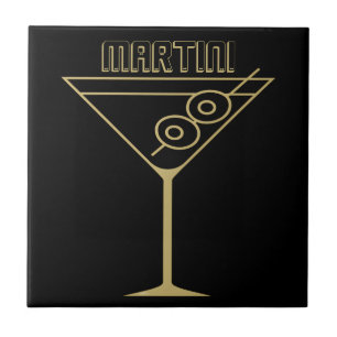 Azulejo Martini de aceituna verde dorado de mediados de si