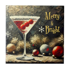 Azulejo Martini Retro de Triple Arándano de Navidad de los