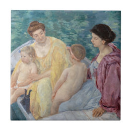 Azulejo Mary Cassatt - Dos madres y niños en un bote