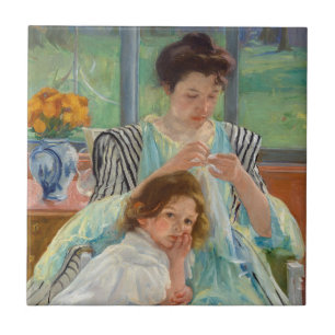 Azulejo Mary Cassatt - Madre joven masticando