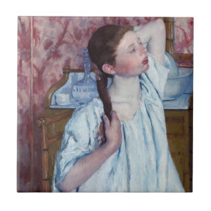 Azulejo Mary Cassatt - Muchacha peinándose