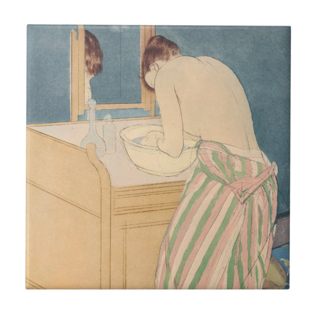 Azulejo Mary Cassatt - Mujer Bañándose (Frente)