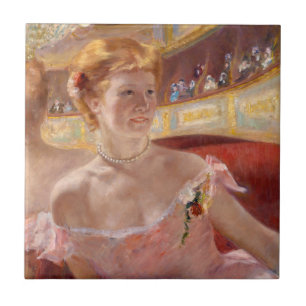 Azulejo Mary Cassatt - Mujer con collar de perlas en un pa