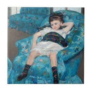 Azulejo Mary Cassatt - Niña pequeña en una butaca azul
