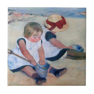 Azulejo Mary Cassatt Niños Jugando en la Playa 1884 
