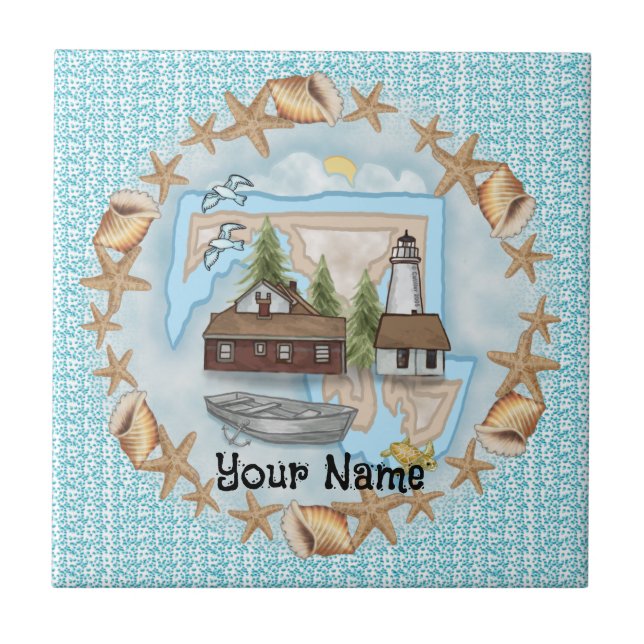Azulejo Maryland Shells Lighthouse Tile (Frente)