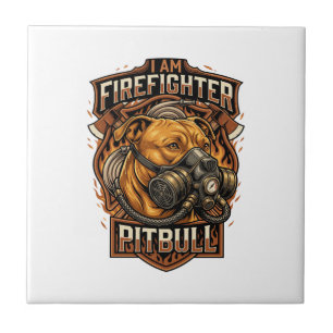 Azulejo Máscara de gas de perro Pitbull bombero Escudo