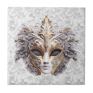 Azulejo Máscara de mascarada coloreada en grises