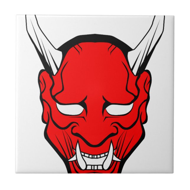 Azulejo Máscara Roja Japonesa Hannya (Frente)
